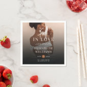 Einfache Elegante Fall in Liebe Foto Brautparty Serviette (Beispiel)