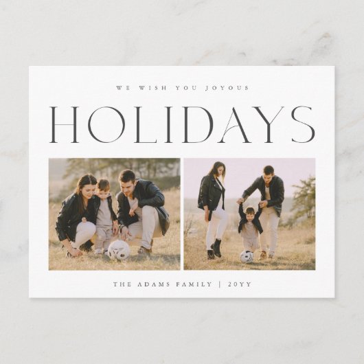 Einfache Elegante Familie Zwei Fotos Freudenurlaub Postkarte (Vorderseite)