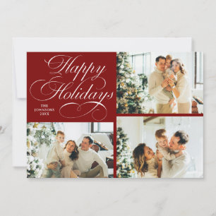 Einfache elegante Familien-Foto-Collage Weihnachte Feiertagskarte
