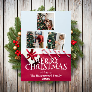 einfache elegante Familien-Weihnachts-Fotocollage Feiertagskarte