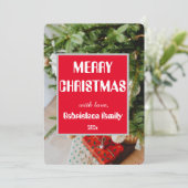 Einfache, elegante Familienfeste personalisiert Feiertagskarte (Stehend Vorderseite)