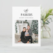 Einfache Elegante Familienname | Ein Foto Feiertagskarte (Stehend Vorderseite)
