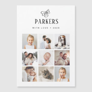 Einfache Elegante Family Multi Foto Grid   Christm Magnetkarte