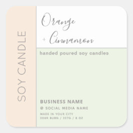Einfache, elegante Farbblocktypografie, Sockelkerz Quadratischer Aufkleber