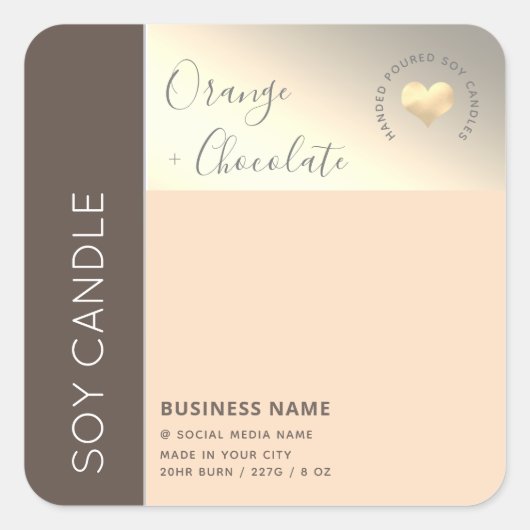 Einfache, elegante Farbblocktypografie, Sockelkerz Quadratischer Aufkleber (Vorderseite)