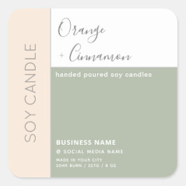 Einfache, elegante Farbblocktypografie, Sockelkerz Quadratischer Aufkleber