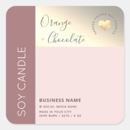 Einfache, elegante Farbblocktypografie, Sockelkerz Quadratischer Aufkleber