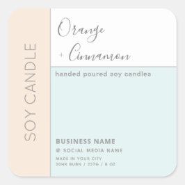 Einfache, elegante Farbblocktypografie, Sojakkerze Quadratischer Aufkleber