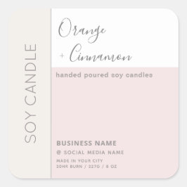 Einfache, elegante Farbblocktypografie, Sojakkerze Quadratischer Aufkleber