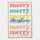 Einfache Elegante farbenfrohe Orange Frohe Weihnac Geschirrtuch (Vertikal)