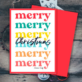 Einfache Elegante farbenfrohe rote frohe Weihnacht Feiertagskarte