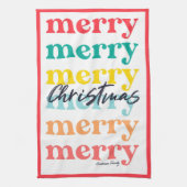 Einfache Elegante farbenfrohe rote frohe Weihnacht Geschirrtuch (Vertikal)