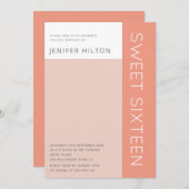 Einfache, elegante Farbkombination 16 . Geburtstag Einladung (Vorne/Hinten)