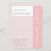 Einfache, elegante Farbkombination 16 . Geburtstag Einladung (Vorne/Hinten)