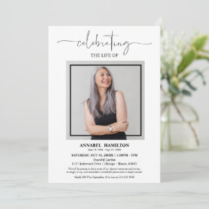 Einfache Elegante Feier zum Foto der Beerdigung de Einladung