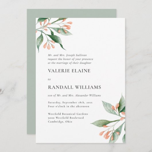 Einfache Elegante feierliche Hochzeit Einladung (Vorne/Hinten)