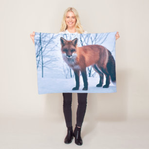 Einfache elegante Fleece-Decke roter Fox-Grafik-  Fleecedecke