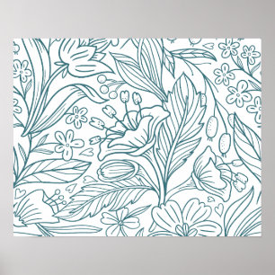 Einfache elegante florale Hibiskusblätter   Poster