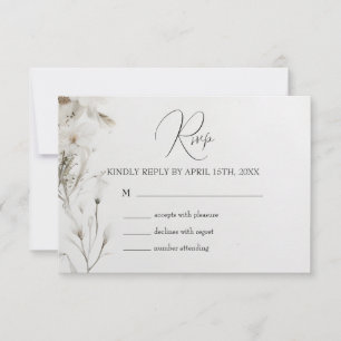 Einfache Elegante Florale Hochzeit RSVP Karte