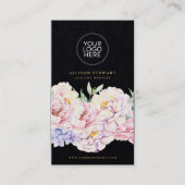 Einfache elegante florale Visitenkarte mit QR-Code (Vorderseite)