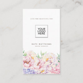 Einfache elegante florale Visitenkarte mit QR-Code