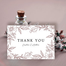 Einfache Elegante Florenz Cinnamon Red Wedding Dankeskarte