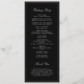 Einfache elegante formelle schwarze und weiße Hoch Programm (Rückseite)