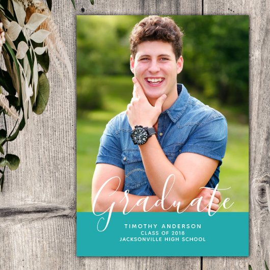 Einfache Elegante Foto Abschluss Vertikal | AQUAMA Einladung