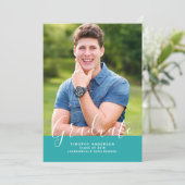 Einfache Elegante Foto Abschluss Vertikal | AQUAMA Einladung (Stehend Vorderseite)