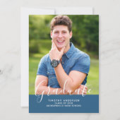 Einfache Elegante Foto Abschluss Vertikal | Blau Einladung (Vorderseite)