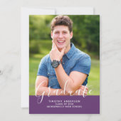 Einfache Elegante Foto Abschluss Vertikal | LILA Einladung (Vorderseite)