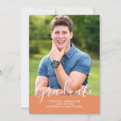 Einfache Elegante Foto Abschluss Vertikal | Orange Einladung (Vorderseite)