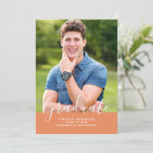 Einfache Elegante Foto Abschluss Vertikal | Orange Einladung (Stehend Vorderseite)