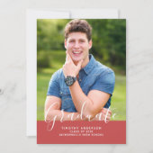 Einfache Elegante Foto Abschluss Vertikal | Rot Einladung (Vorderseite)