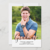 Einfache Elegante Foto Abschluss Vertikal | weiß Einladung (Vorderseite)