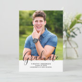 Einfache Elegante Foto Abschluss Vertikal | weiß Einladung (Stehend Vorderseite)