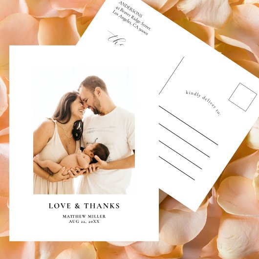 Einfache Elegante Foto Baby Dusche Vielen Dank Postkarte