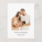 Einfache Elegante Foto Baby Dusche Vielen Dank Postkarte (Vorderseite)