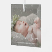 Einfache Elegante Foto Babys Erste Weihnachten Ornament Aus Glas (Vorderseite links)