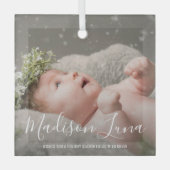 Einfache Elegante Foto Babys Erste Weihnachten Ornament Aus Glas (Vorderseite)