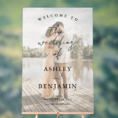 Einfache, elegante Foto Begrüßung Acrylschild (Neutral)