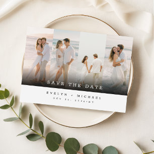 Einfache elegante Foto-Collage Hochzeit Termin mer Einladung