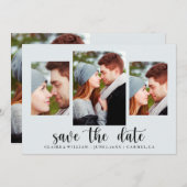 Einfache Elegante Foto Collage Save the Date Karte (Vorne/Hinten)
