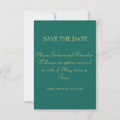 Einfache Elegante Foto Emerald Green Text Wedding Save The Date (Rückseite)