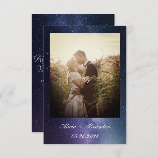 Einfache Elegante Foto Galaxy Celestial Text Hochz Save The Date (Vorne/Hinten)