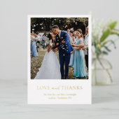 Einfache, elegante Foto Gold Wedding Dankeschön Ca Folieneinladung (Stehend vorne)