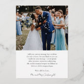 Einfache, elegante Foto Gold Wedding Dankeschön Ca Folieneinladung (Rückseite)