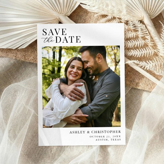Einfache elegante Foto-Hochzeit 'Bitte Termin vorm Save The Date