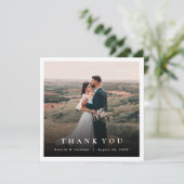 Einfache Elegante Foto Hochzeit Dankeschön Karte (Stehend Vorderseite)