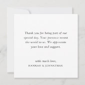 Einfache Elegante Foto Hochzeit Dankeschön Karte (Rückseite)